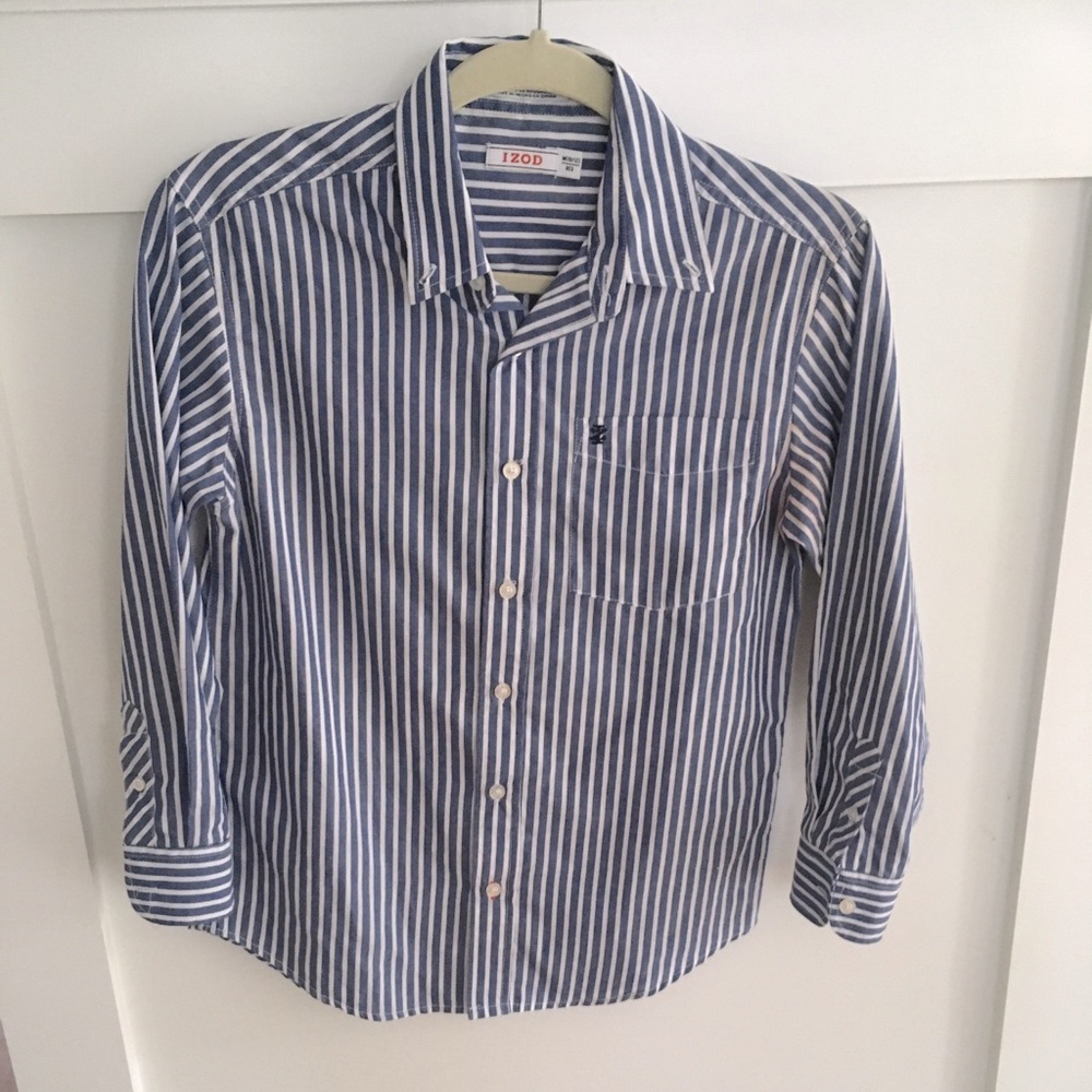 Boys Button Down Collared Striped Shirt (M/10-12)